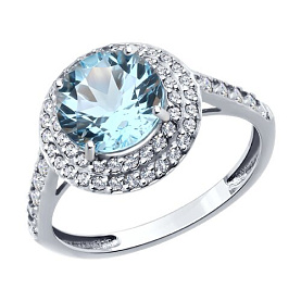 Кольцо SOKOLOV - Золото 585, Топаз, Фианит (арт. 716424-3)