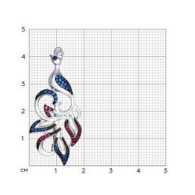 Брошь SOKOLOV - Серебро 925, Синтетический рубин, Фианит (арт. 94040128)