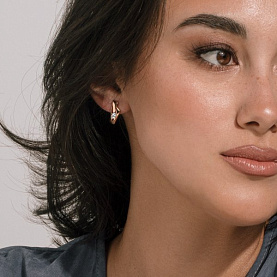 Серьги ЮФ Династия - Золото 585, Фианит (арт. 023112-1102)