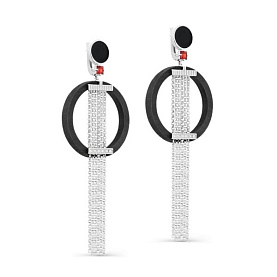 Серьги Кабаровских - Серебро 925, Дерево, Эмаль, Рубин (арт. 12-337-80002)