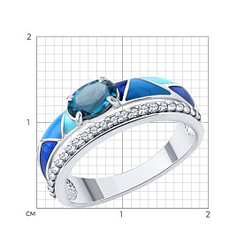 Кольцо SOKOLOV - Серебро 925, Топаз лондон, Фианит, Эмаль (арт. 92011182)