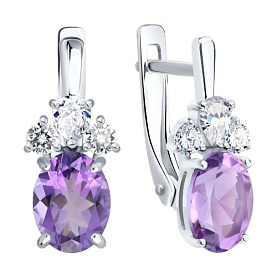 Серьги SOKOLOV - Серебро 925, Аметист, Фианит (арт. 92023198)