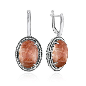 Серьги KRASNOE - Серебро 925, Солнечный камень (арт. 2310С20963)