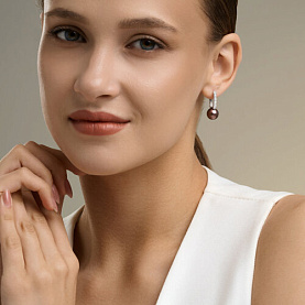 Серьги Diamant - Серебро 925, Жемчуг синтетический, Фианит (арт. 94-120-00090-1)