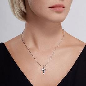 Подвеска SOKOLOV - Серебро 925, Топаз лондон, Фианит (арт. 92030760)