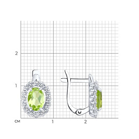 Серьги SOKOLOV - Серебро 925, Фианит, Хризолит (арт. 92021114)