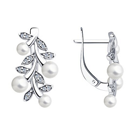 Серьги SOKOLOV - Серебро 925, Жемчуг имитация (арт. 94026058)