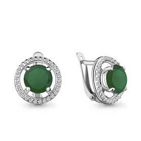 Серьги Аквамарин - Серебро 925, Агат, Фианит (арт. 4424509А.5)