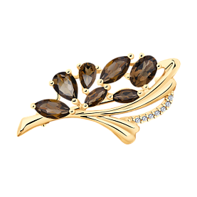 Брошь Diamant - Серебро 925, Раухтопаз, Фианит (арт. 93-340-00528-1)