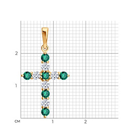 Подвеска SOKOLOV - Золото 585, Синтетический изумруд, Фианит (арт. 733126)