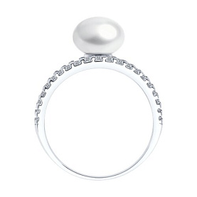Кольцо SOKOLOV - Серебро 925, Жемчуг культивированный, Фианит (арт. 92014409)
