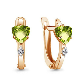 Серьги Аквамарин - Золото 375, Фианит, Хризолит (арт. 4793707.8)