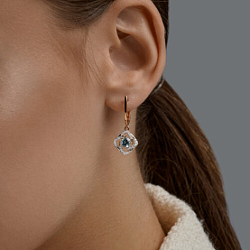 Серьги SOKOLOV - Золото 585, Топаз, Фианит (арт. 729327)