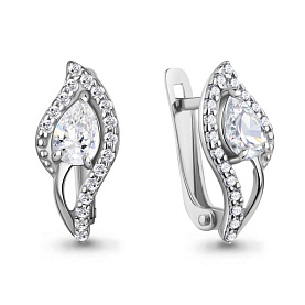 Серьги Аквамарин - Серебро 925, Фианит (арт. 400324А.5)