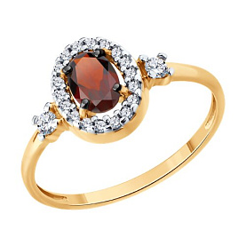 Кольцо SOKOLOV - Серебро 925, Гранат, Фианит (арт. 92014628)