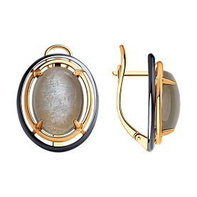 Серьги Diamant - Серебро 925, Лунный камень, Эмаль (арт. 93-320-01750-1)