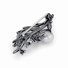 Брошь Красная пресня - Серебро 925, Жемчуг культивированный (арт. 13316820-5)
