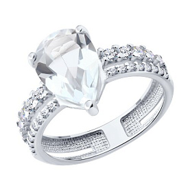 Кольцо SOKOLOV - Серебро 925, Горный хрусталь, Фианит (арт. 92014876)