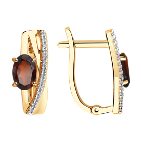 Серьги SOKOLOV - Золото 375, Гранат, Фианит (арт. 37725986)