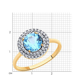 Кольцо SOKOLOV - Золото 375, Топаз, Фианит (арт. 37714972)