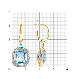 Серьги SOKOLOV - Золото 585, Топаз, Фианит (арт. 729030)