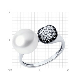 Кольцо Diamant - Серебро 925, Жемчуг культивированный, Фианит (арт. 94-310-02621-1)