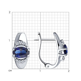 Серьги SOKOLOV - Серебро 925, Синтетический сапфир , Фианит (арт. 88020005)