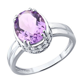 Кольцо SOKOLOV - Серебро 925, Аметист, Фианит (арт. 92014873)