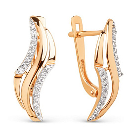 Серьги ЮФ Династия - Золото 585, Фианит (арт. 026702-1102)