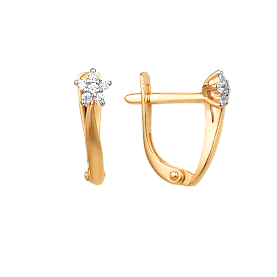 Серьги ЮФ Династия - Золото 585, Фианит (арт. 000602-1102)