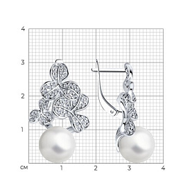 Серьги SOKOLOV - Серебро 925, Жемчуг имитация, Фианит (арт. 94026079)