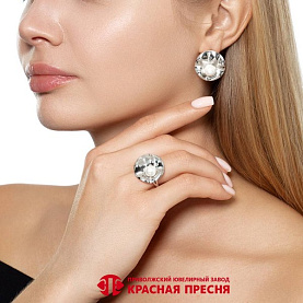 Серьги Красная пресня - Серебро 925, Жемчуг имитация (арт. 33616044Пл)