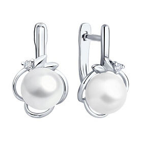 Серьги SOKOLOV - Серебро 925, Жемчуг культивированный, Фианит (арт. 92022994)