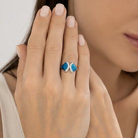Кольцо Diamant - Серебро 925, Фианит, Эмаль (арт. 94-110-02298-2)