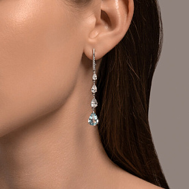 Серьги SOKOLOV - Серебро 925, Топаз, Фианит (арт. 92023020)