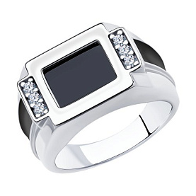 Кольцо Diamant - Серебро 925, Синтетическая шпинель, Фианит, Эмаль (арт. 94-112-00488-1)