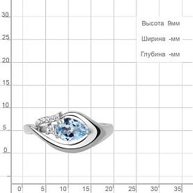 Кольцо Аквамарин - Серебро 925, Топаз, Фианит (арт. 65015005А.5)