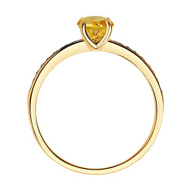 Кольцо SOKOLOV - Золото 375, Фианит, Цитрин (арт. 37716695)