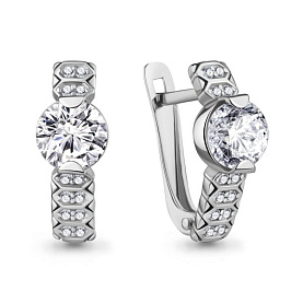 Серьги Аквамарин - Серебро 925, Фианит (арт. 400307А.5)