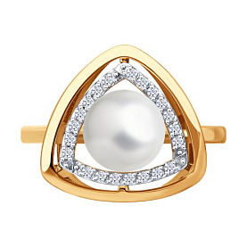 Кольцо SOKOLOV - Золото 585, Жемчуг культивированный, Фианит (арт. 791274)