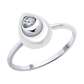 Кольцо SOKOLOV - Серебро 925, Керамика, Фианит (арт. 94013709)