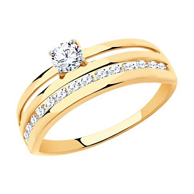 Кольцо SOKOLOV - Золото 375, Фианит (арт. 018690-4)