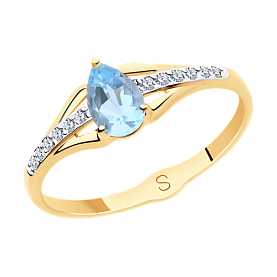 Кольцо SOKOLOV - Золото 375, Топаз, Фианит (арт. 37715613)