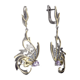 Серьги Мастер Клио - Серебро 925, Аметист, Синтетическая шпинель (арт. 35С158082)
