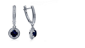Серьги Platinum Lab. - Платина 950, Сапфир, Бриллиант (арт. ПС-060С-01)