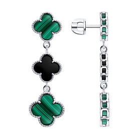 Серьги SOKOLOV - Серебро 925, Малахит, Оникс (арт. 83020446)