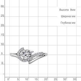 Кольцо Аквамарин - Серебро 925, Фианит (арт. 600200А.5)