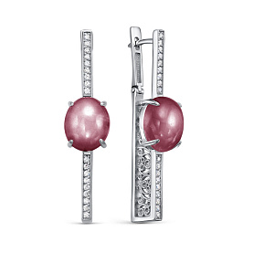 Серьги Кабаровских - Серебро 925, Улексит, Фианит (арт. 12-579-24489)