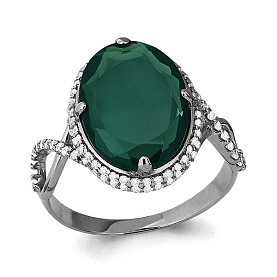 Кольцо Аквамарин - Серебро 925, Агат, Фианит (арт. 6548209А.5)