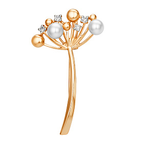 Брошь ЮФ Династия - Золото 375, Жемчуг культивированный, Фианит (арт. 000398-5612)